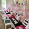 Pink-White Striped Teepee Tent with Canvas Bag - Image 3