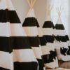 Black-White Striped Teepee Tent with Canvas Bag - Image 3