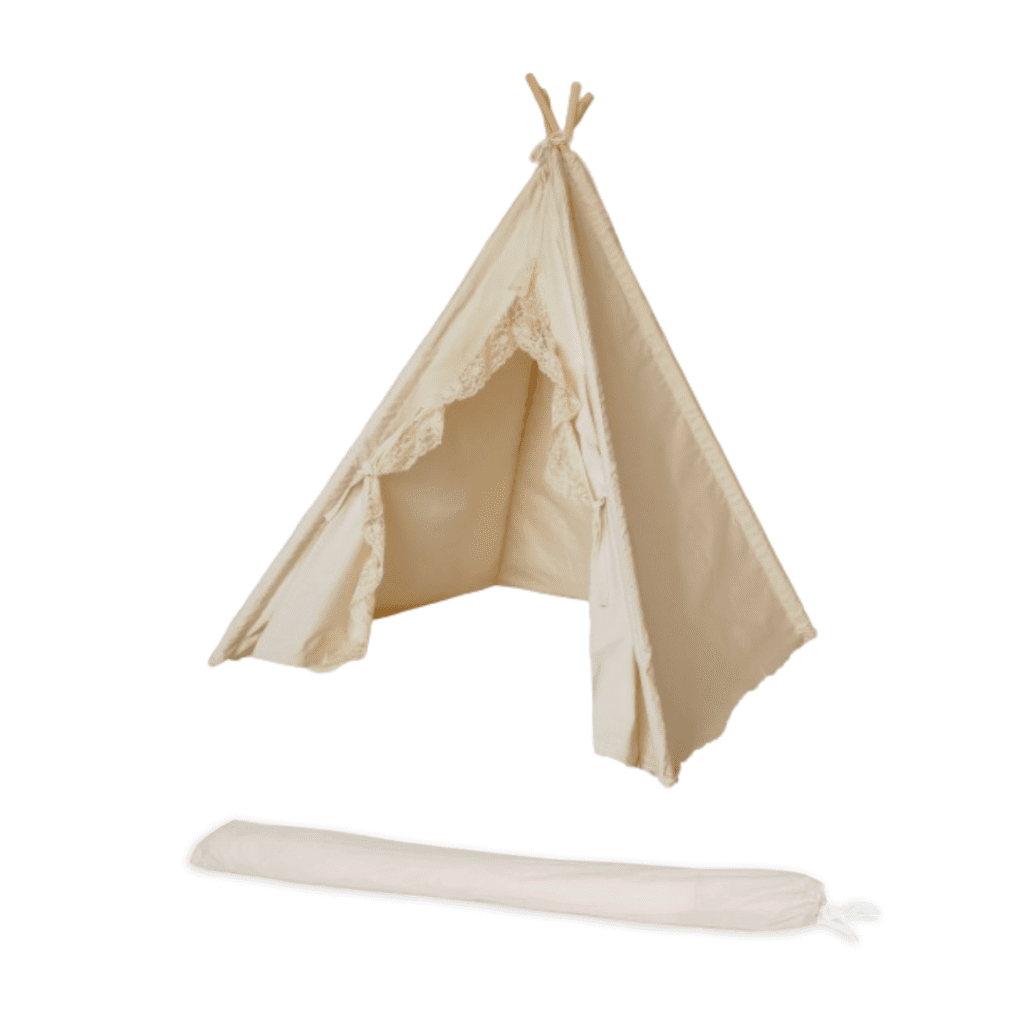 Kids Lace Teepee Tent with Canvas Bag Sleepover Party Shop