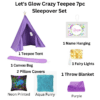 Let's Glow Crazy Teepee 7 pc Sleepover Set - Image 2