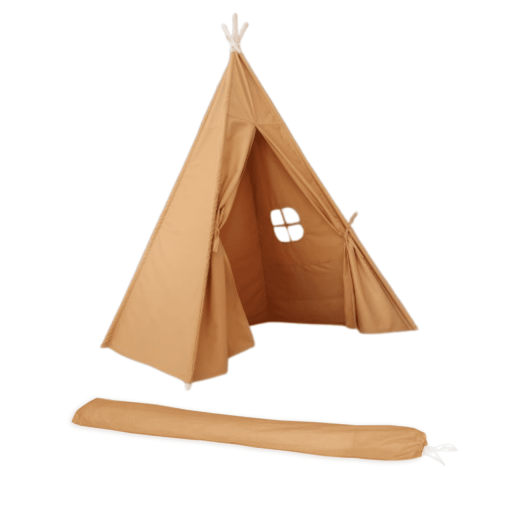 gold teepee sleepover tent with canvas bag