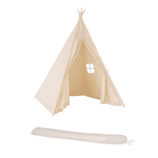 natural teepee sleepover tent with canvas bag