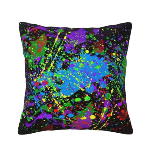 Neon Splatter Printed Pillow