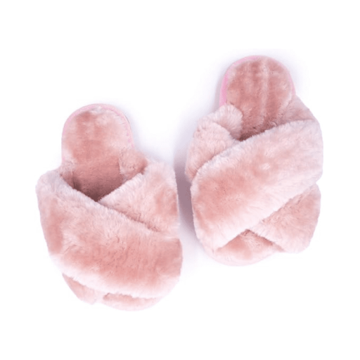 pink fuzzy slippers